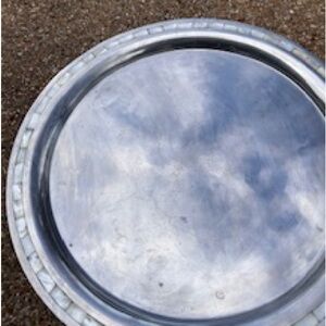 Vintage Towle Silversmith Round Tray w/Mother-of-Pearl Inlay